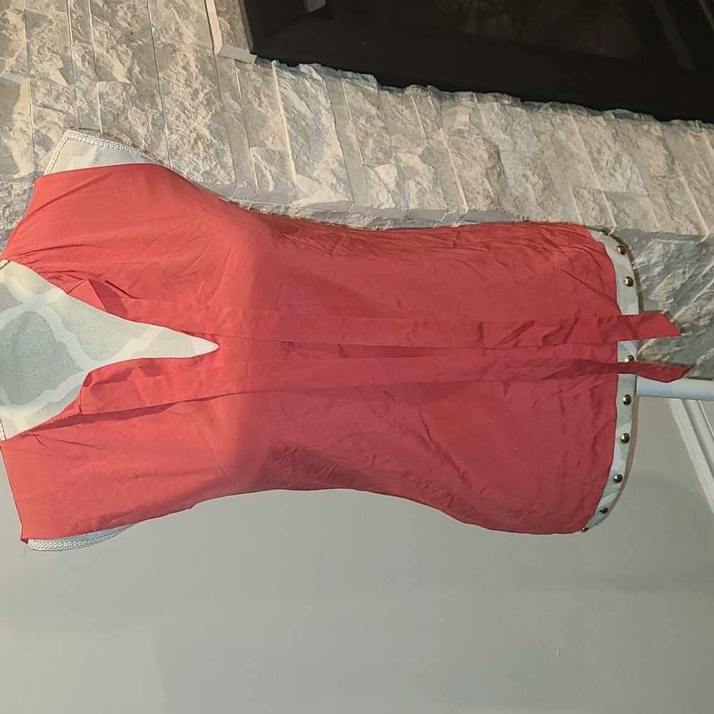 Tory Burch Coral Tie Neck Sleeveless Silk Blouse